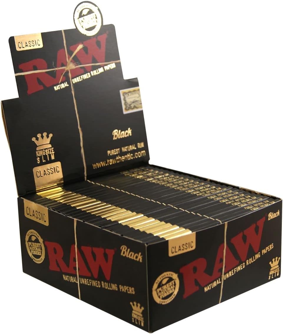 RAW Black King Size Slim Classic Ultra Thin 50 Booklets of 32 Sheets