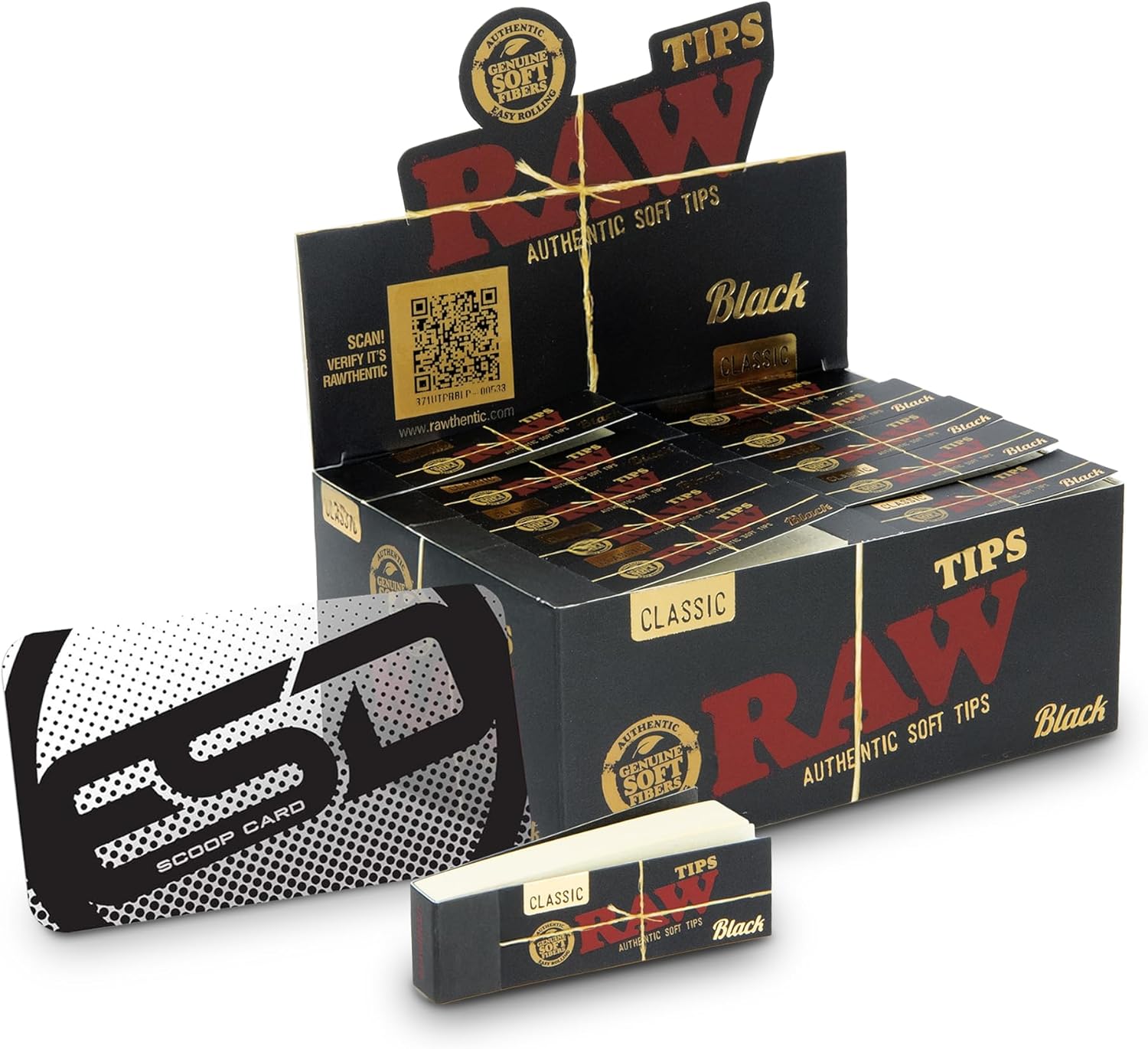 RAW Black Rolling Tips (Pack Of 50) Box