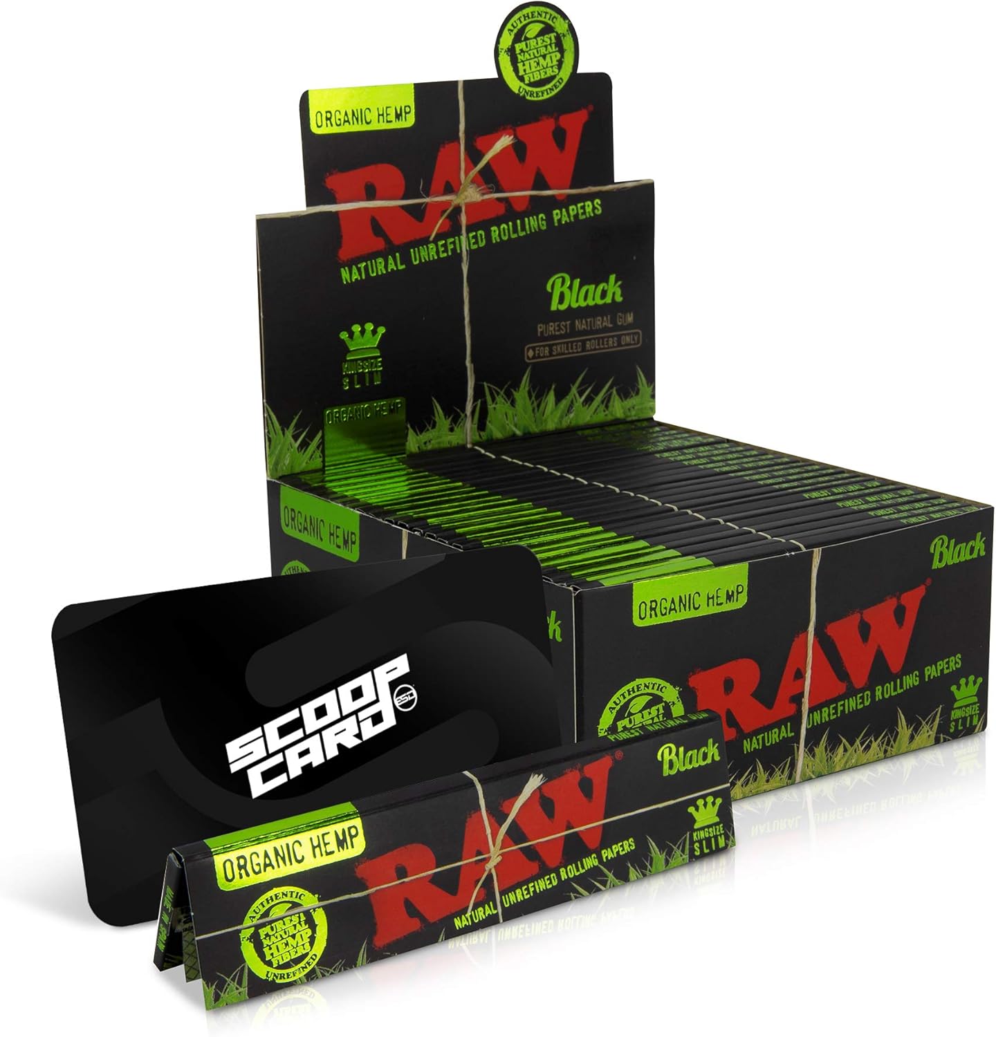 RAW Black King Size Rolling Paper Organic King Sized Black Series Rolling Paper Double Pressed (Pack Of 50) Box