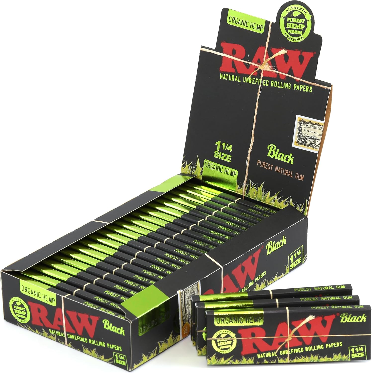 RAW Black Organic Size (78mm) Rolling Paper (1200 Papers) Box