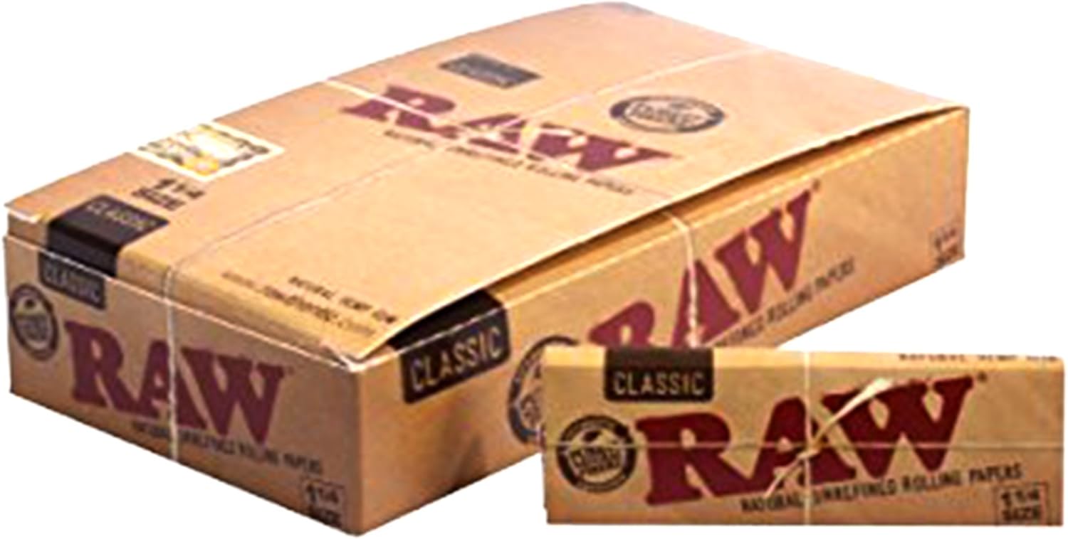 Raw Unrefined Classic 1.25 1¼ Size Cigarette Rolling Papers (Pack of 24) Box