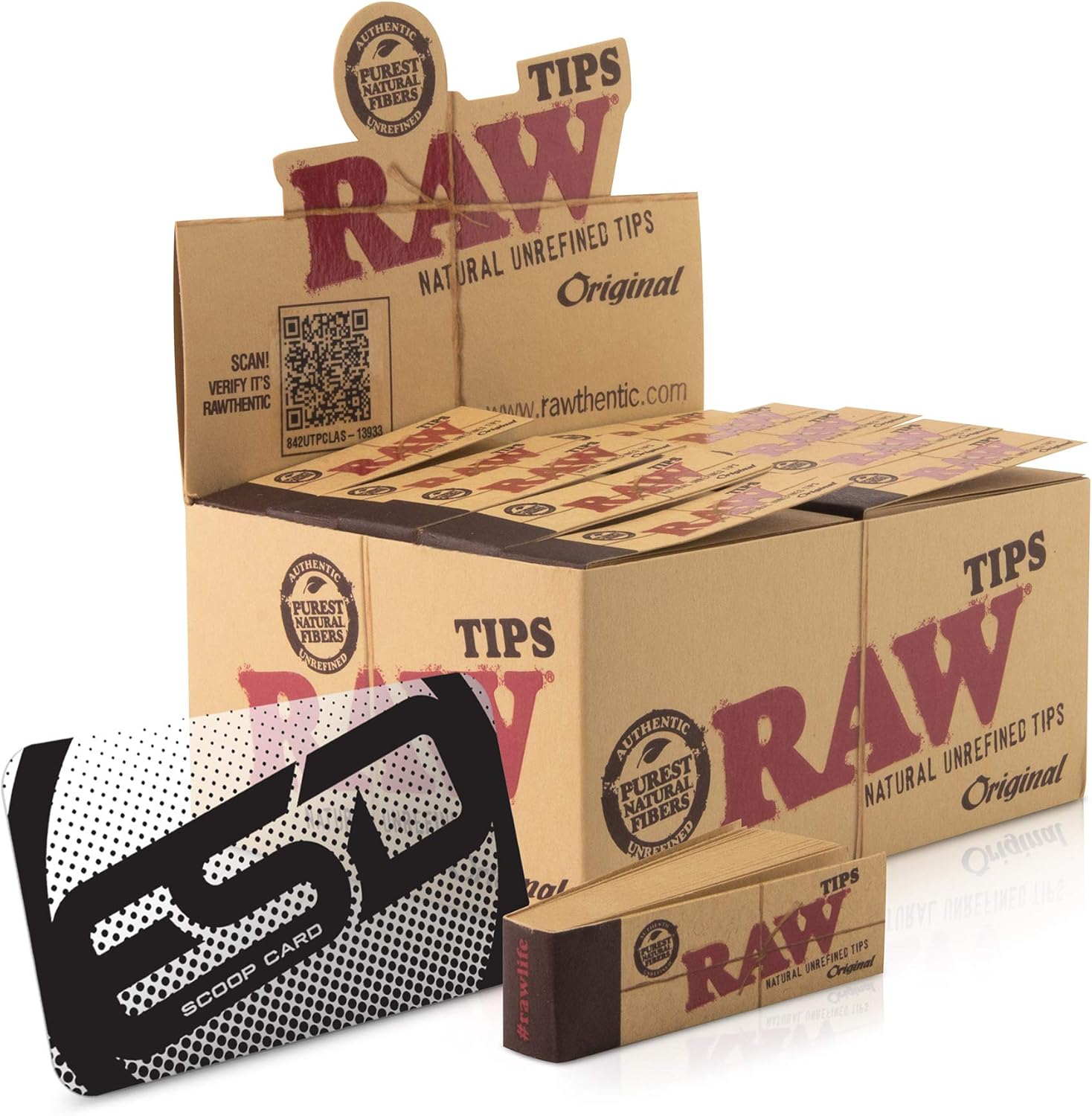 RAW Tips Original Roll Up Tips (Pack Of 50) Box
