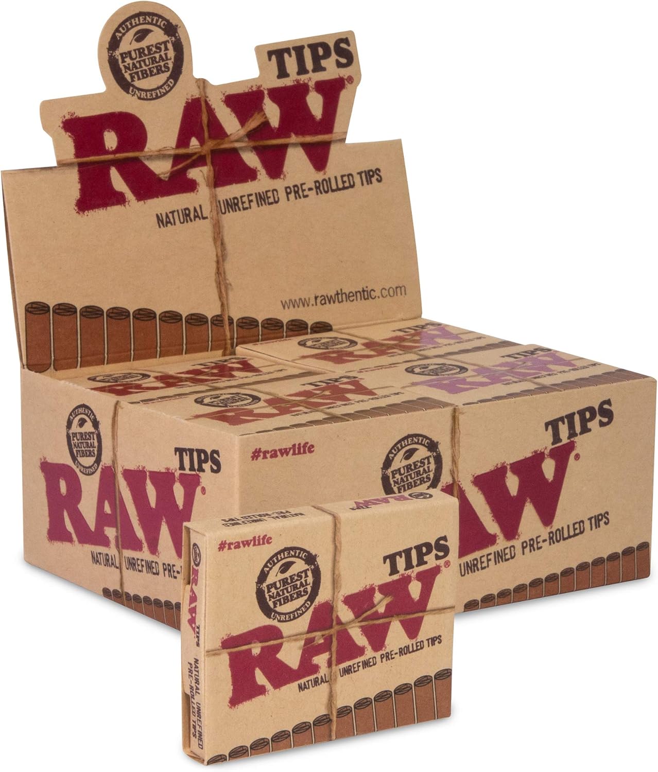 Raw Natural Unrefined Pre-Rolled Filter (Pack Of 20) Box
